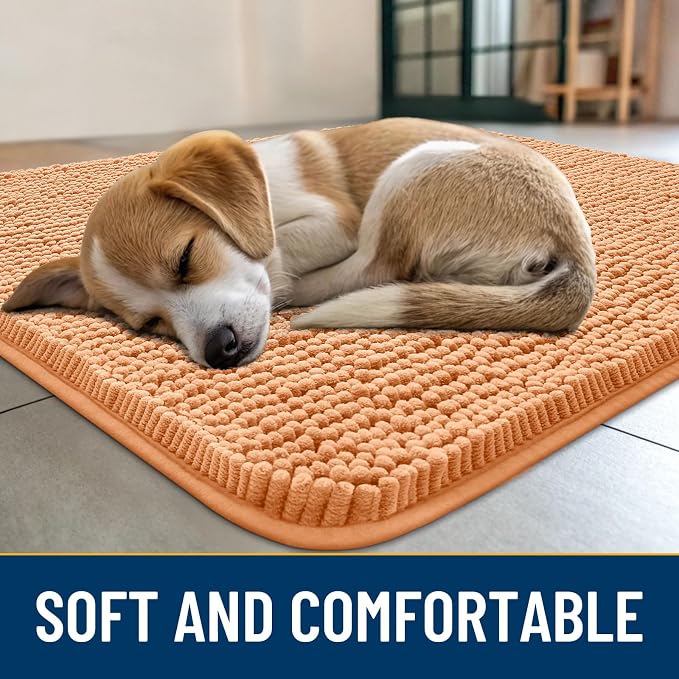 Smiry Dog Door Mat for Muddy Paws 47x24, Absorbent Dirt Trapper, Non-Slip