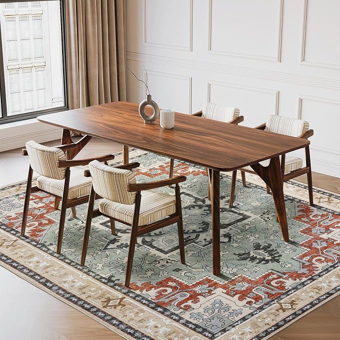 Lofus 6x9 Area Rugs for Living Room, Floral Washable Area Rug for Bedroom