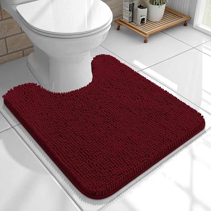 OLANLY Toilet Rugs U-Shaped 20x20, Extra Soft Absorbent Chenille Contour