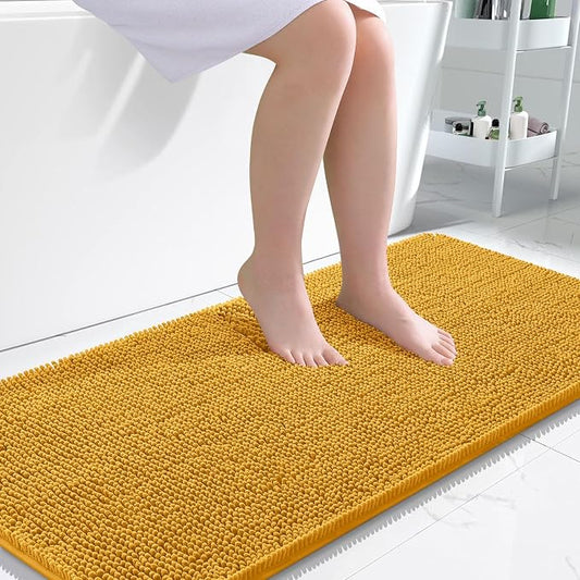 OLANLY Large Bathroom Rugs 50x30, Soft Absorbent Chenille Bath Rugs, Rubber