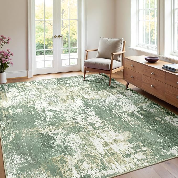 RELEANY Washable Area Rugs 4'x6' Non-Slip Modern Abstract Soft