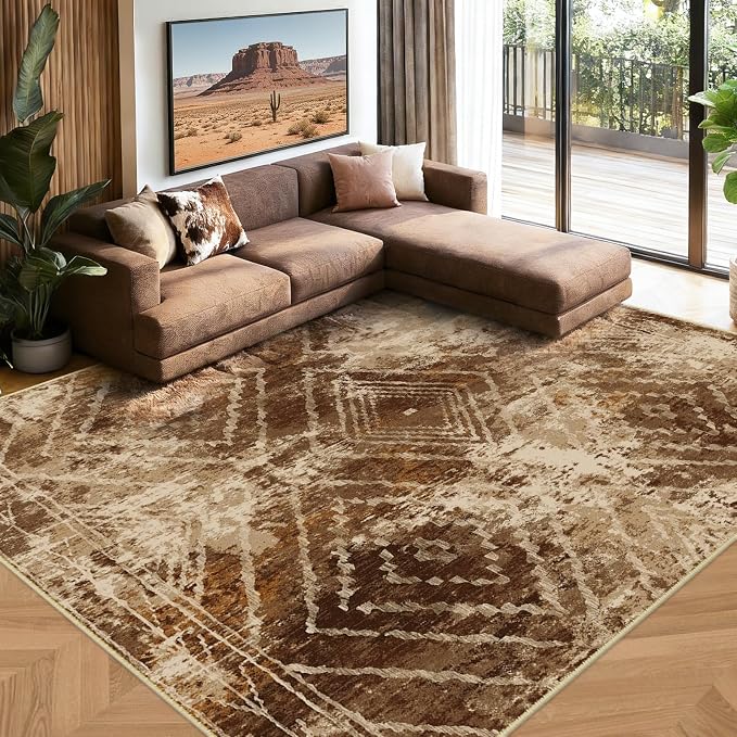 BESTSWEETIE Area Rug 8x10 Rug Machine Washable Non-Slip Low Pile Print Pattern