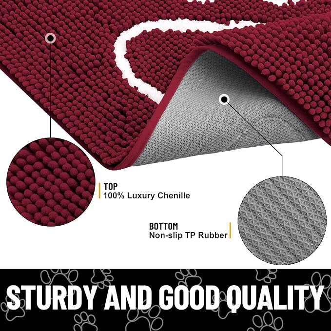 Smiry Dog Door Mat for Muddy Paws, Absorbent Dirt Trapper Non Slip Quick Dry