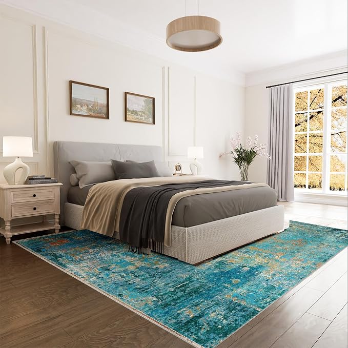 RELEANY Washable Area Rugs 9'x12' Non-Slip Modern Abstract Soft