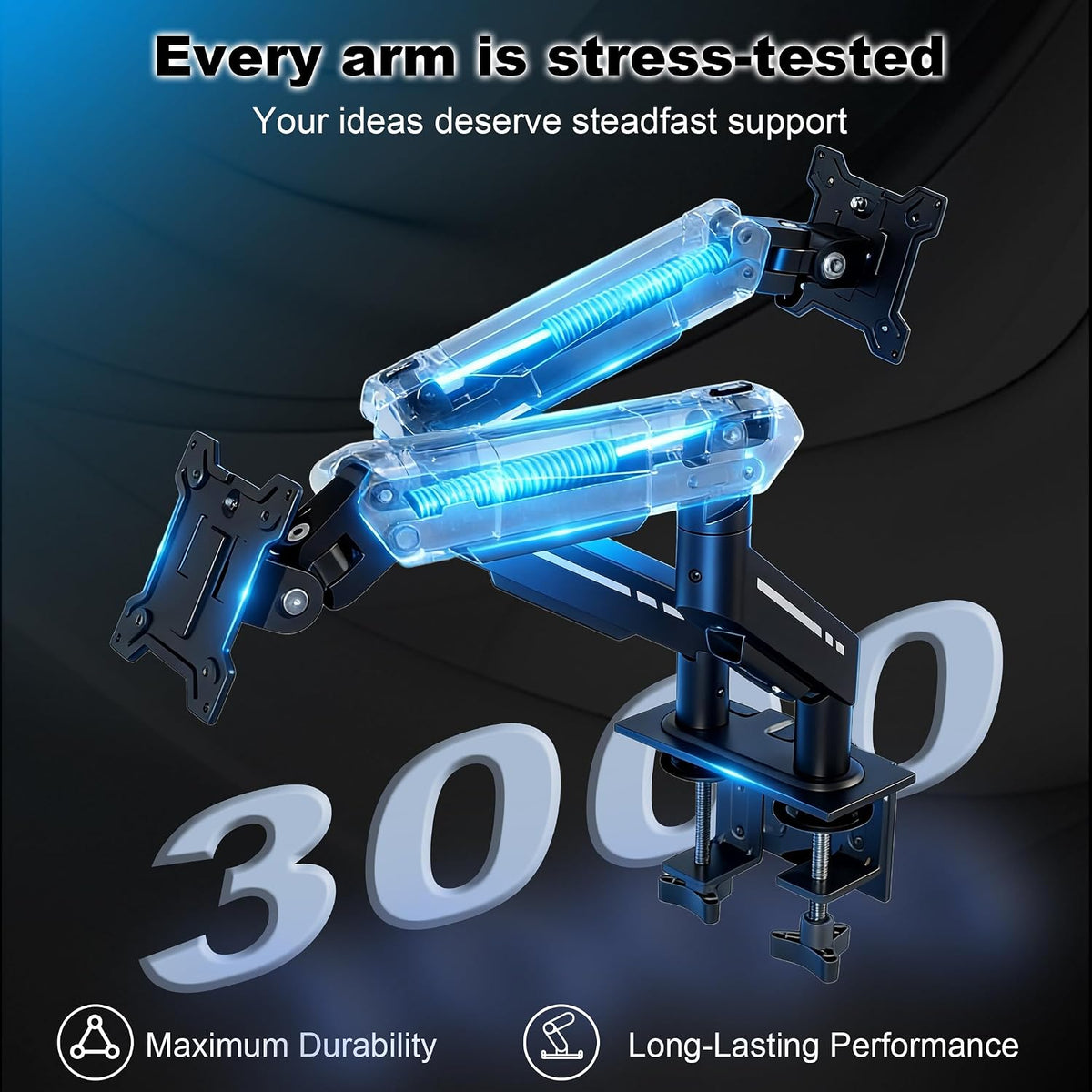 THEARK Dual Monitor Stand for Desk - Dual Monitor Mount for 17-32 Inch Screens,Height Adjustable Dual Monitor Arm Desk Mount with Clamp and Grommet Base,75x75/100x100mm VESA Mount,Max 19.8 lbs,Black