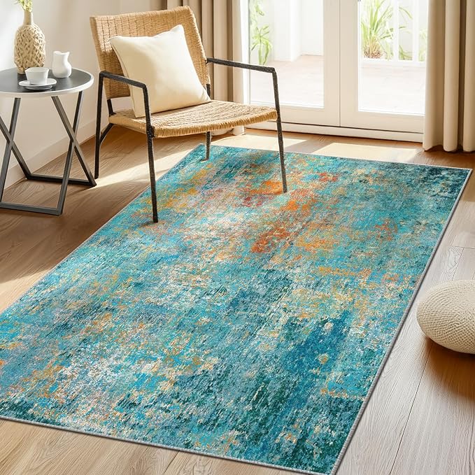 RELEANY Washable Area Rugs 3'x5' Non-Slip Modern Abstract Soft