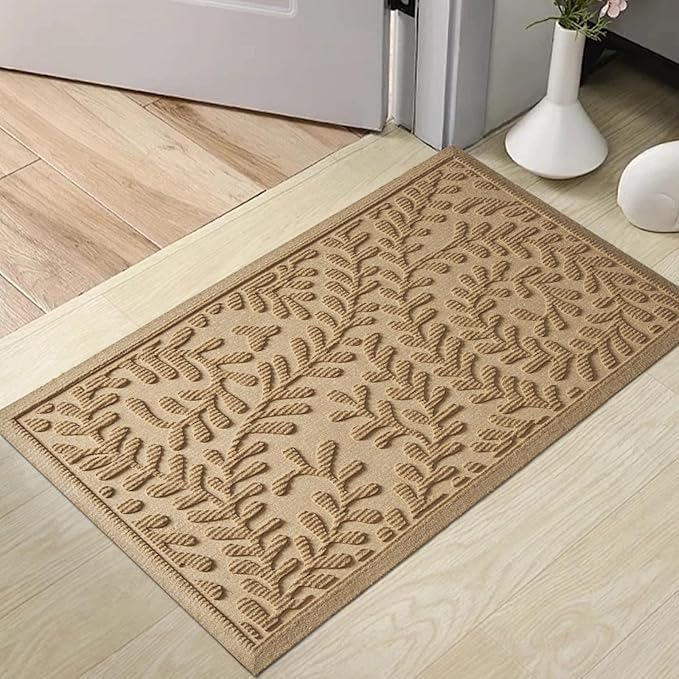 HIYARD Front Door Mat, Absorbent Dirt Trapping Welcome Door Mat Indoor Outdoor