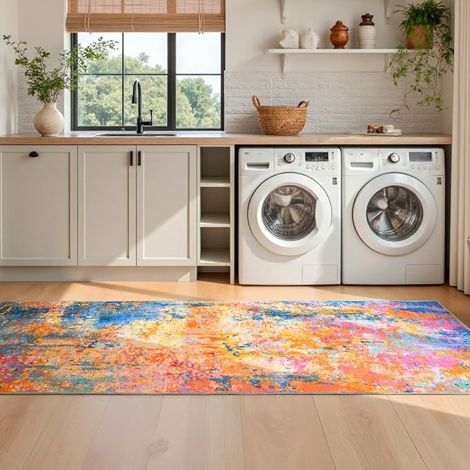 2x6 Rainbow Rug Runners for Hallways Kitchen Runner Rug Non Slip Washable