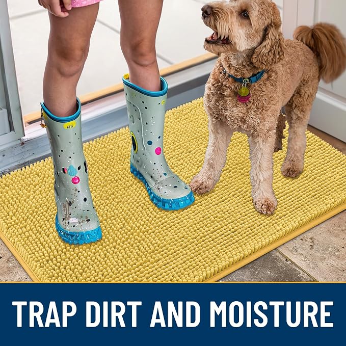 Smiry Dog Door Mat for Muddy Paws 30x20, Absorbent Dirt Trapper, Non-Slip