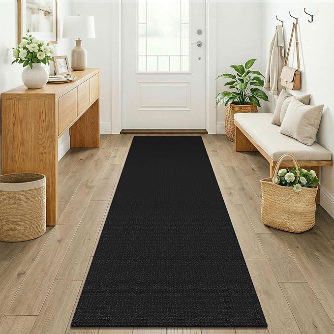KOZYFLY Black 2x7 Washable Kitchen Runner Rug, Non Slip Runners