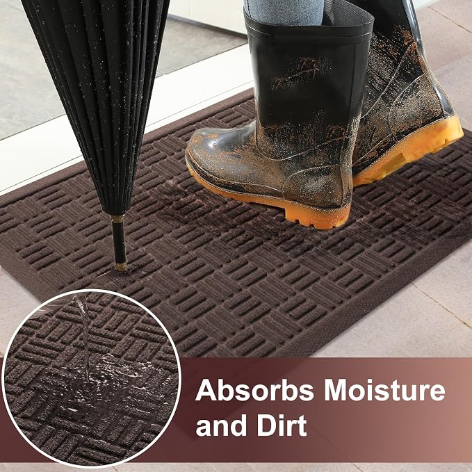 Mibao Front Door Mat Indoor Outdoor Entrance, Dirt Trapping Waterproof