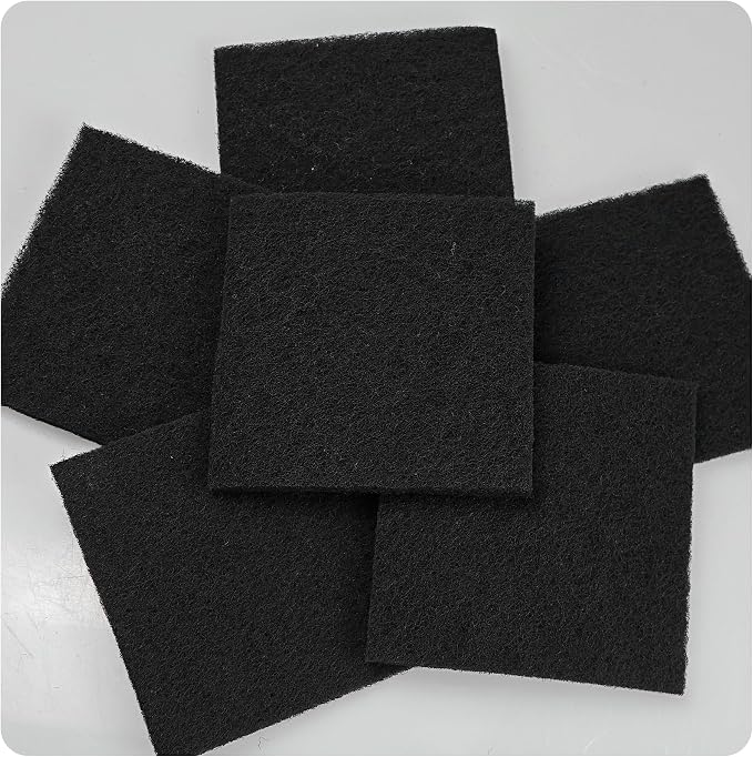 6PCS 5” Square Compost Bin Charcoal Filters, 0.4” Thick Activated Carbon Filters