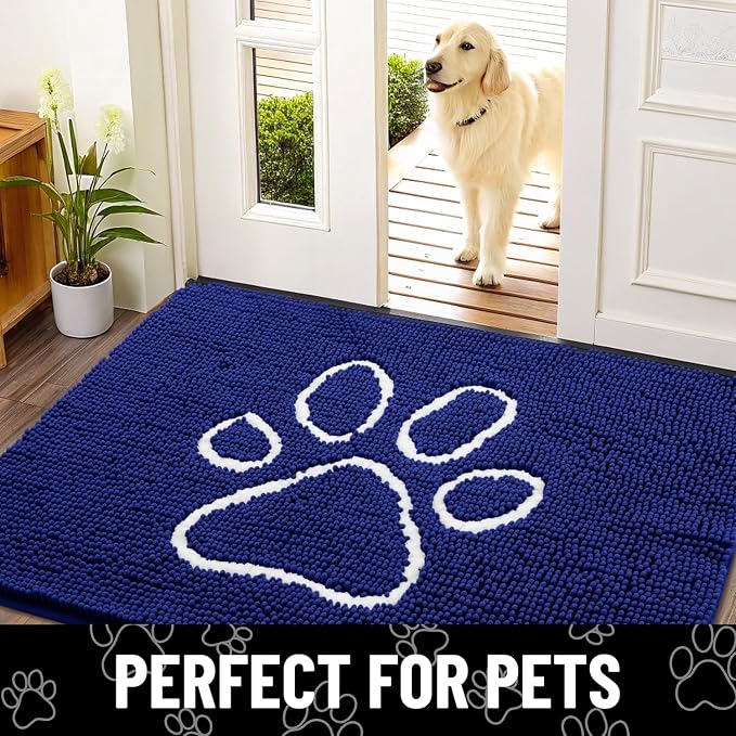 Smiry Dog Door Mat for Muddy Paws, Absorbent Dirt Trapper Non Slip Quick Dry