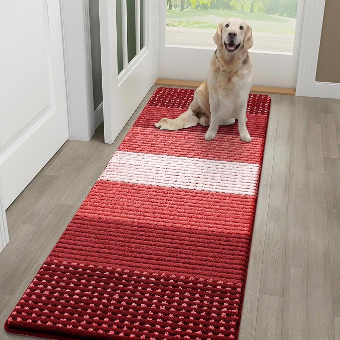 Kitinjoy Indoor Outdoor Door Mat, 59x20 Non-Slip Absorbent Dirt Trapper