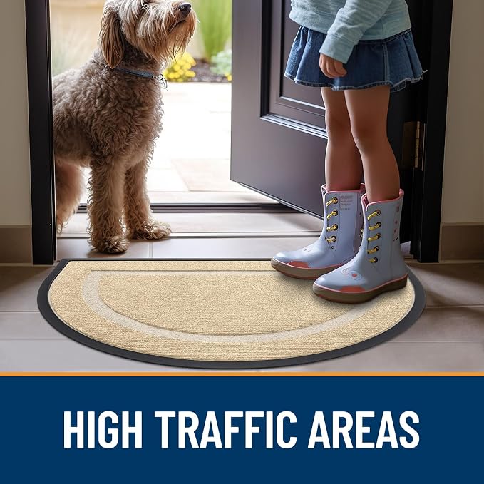 OLANLY Half Circle Door Mat Indoor Outdoor Entrance Welcome, Waterproof