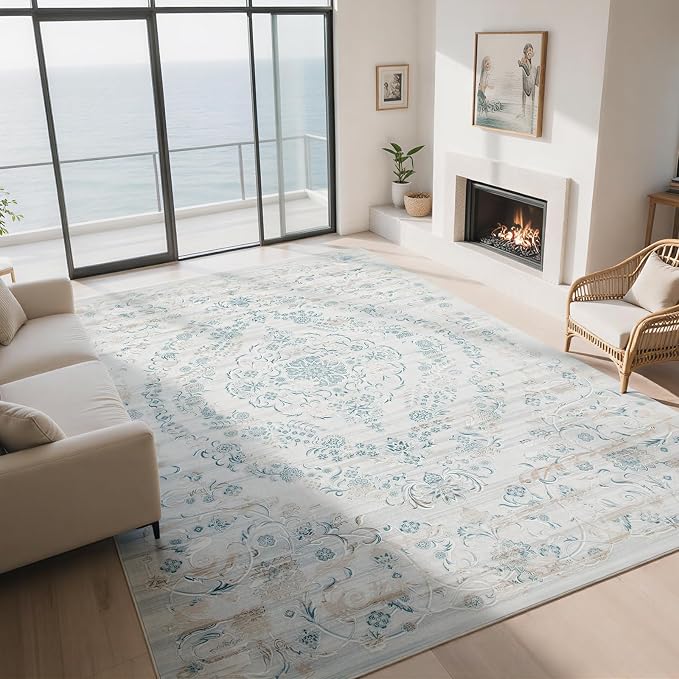 Washable Rugs 8x10 Area Rugs for Living Room-Modern Abstract Rugs for Bedroom