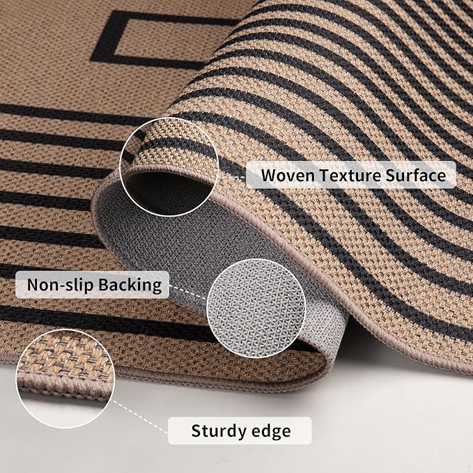 Tangsoo Geometric Easy Jute Rug 2x3 Washable Rug, Small Area Rug