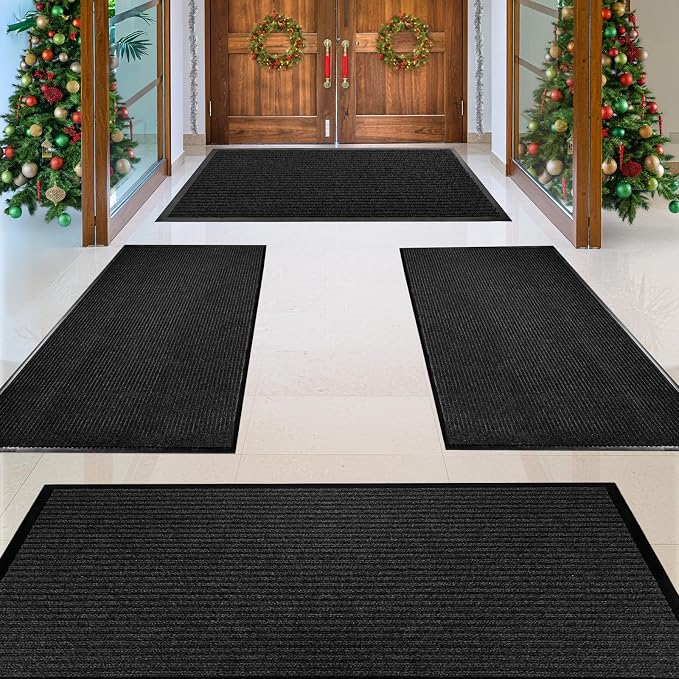 MaxMat® 4-Pack Extra Large 3x5 Ft Heavy Duty Door Mats – Tough Rubber Backing