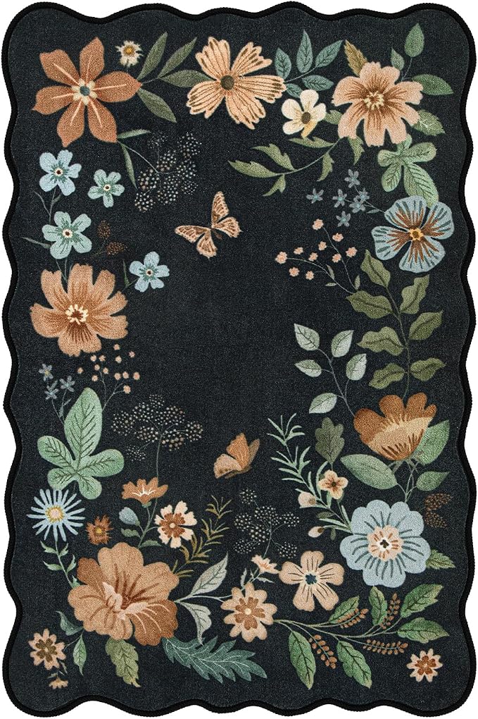 Lahome Floral Entryway Rug, 2X3 Washable Kitchen Rug Ultra-Thin, Non-Slip Soft