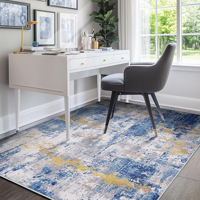 RELEANY Washable Area Rugs 4'x6' Non-Slip Modern Abstract Soft