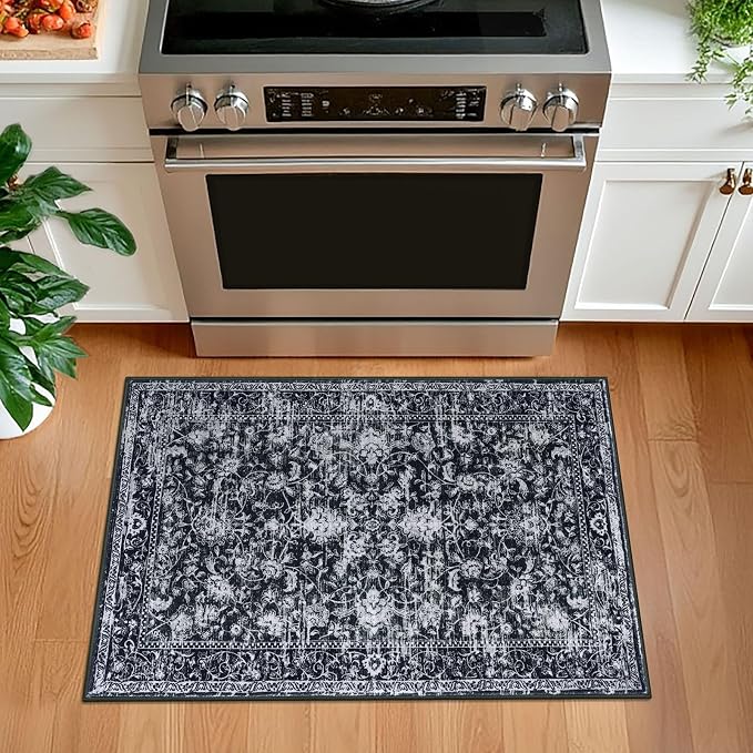 KILOCOCO Small Area Rug 2x3 Entryway Rugs Printed Vintage Moroccan Floral