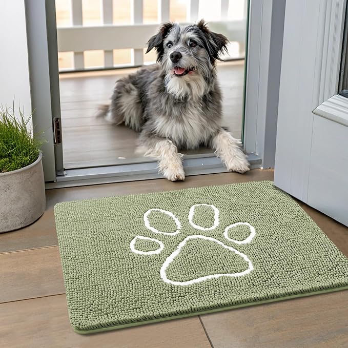 Smiry Dog Door Mat for Muddy Paws, Absorbent Dirt Trapper Non Slip Quick Dry