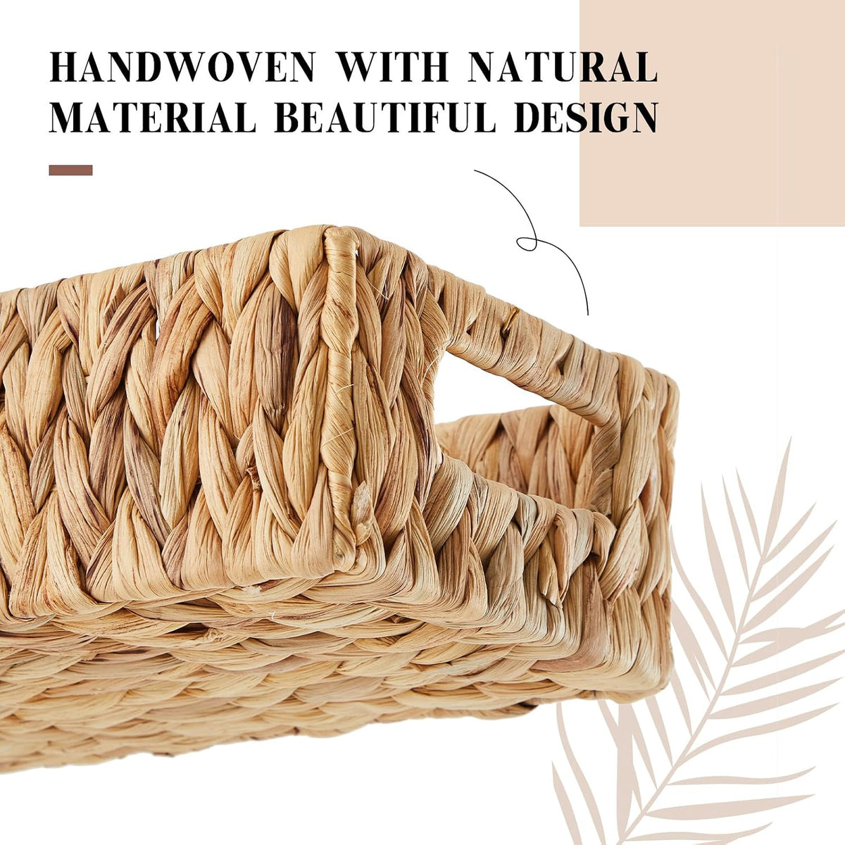 Teenyyou 2 Pcs Water Hyacinth Bathroom Basket with Handles