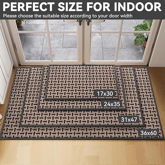 YDKGL Door Mat Entrance 24x35, Dirt Resistant and Absorbent, Non-Slip Rubber