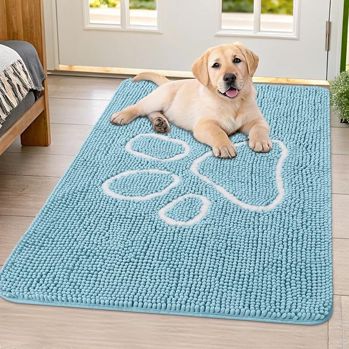 Smiry Dog Door Mat for Muddy Paws, Absorbent Dirt Trapper Non Slip Quick Dry