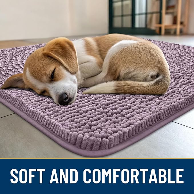 Smiry Dog Door Mat for Muddy Paws 30x20, Absorbent Dirt Trapper, Non-Slip