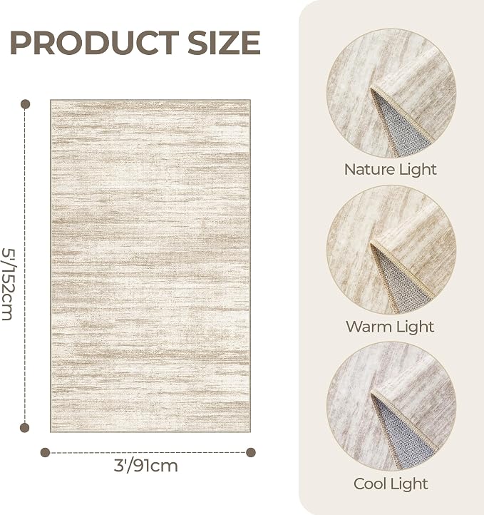 3x5 Washable Area Rug for Entryway, Soft Kitchen Rugs Non Slip for Dining Room