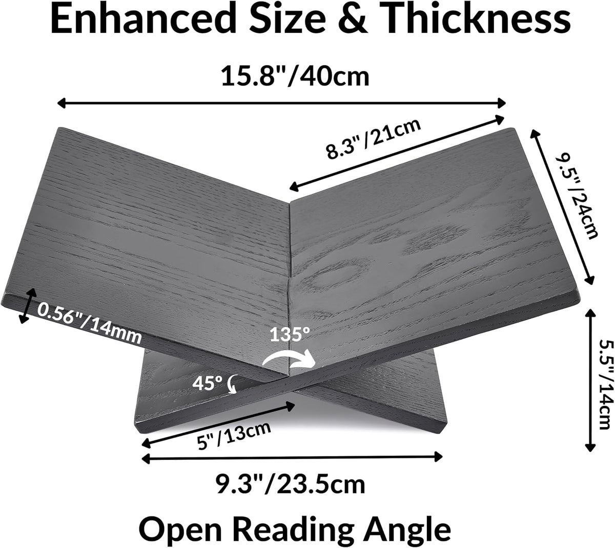 Honygebia Solid Oak Wood Book Stand, Cross Frame Open Display Holder
