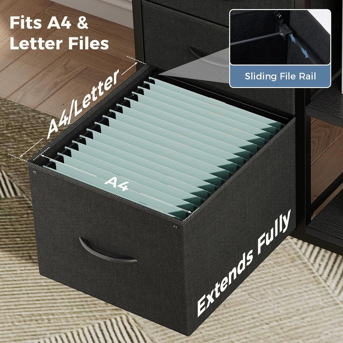 OLIXIS Mobile File Cabinet with 3 Drawers, Rolling Under Desk Storage