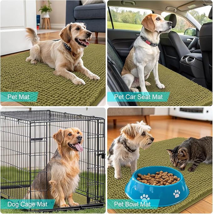 OLANLY Dog Door Mat for Muddy Paws 47x20, Absorbs Moisture and Dirt, Absorbent
