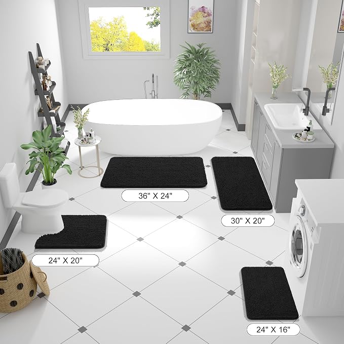 OLANLY Large Bathroom Rugs 45x27, Extra Soft Absorbent Chenille Bath Rugs