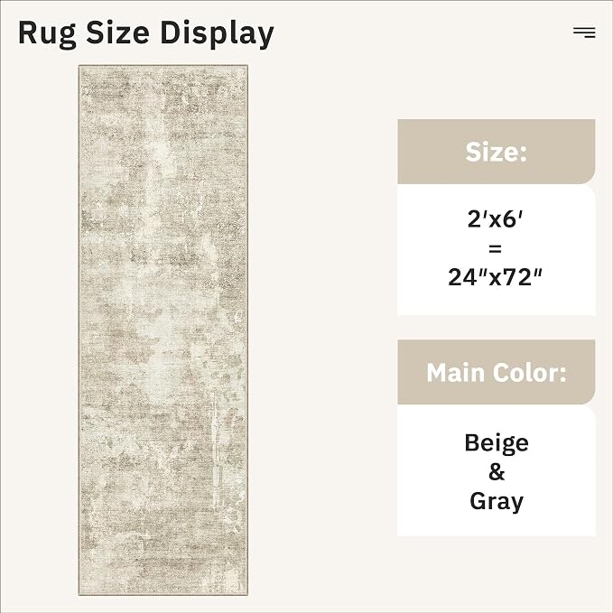 Soalmost Runner Rug 2x6 Washable Non-Slip Kitchen Runner Rugs