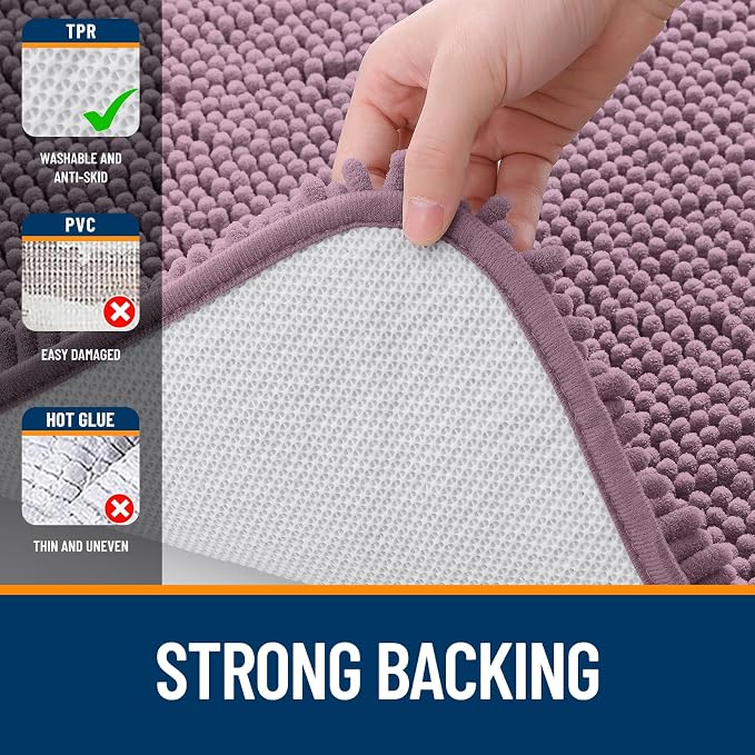 OLANLY Bathroom Runner Rugs 59x20, Soft Absorbent Chenille Bath Rugs, Rubber