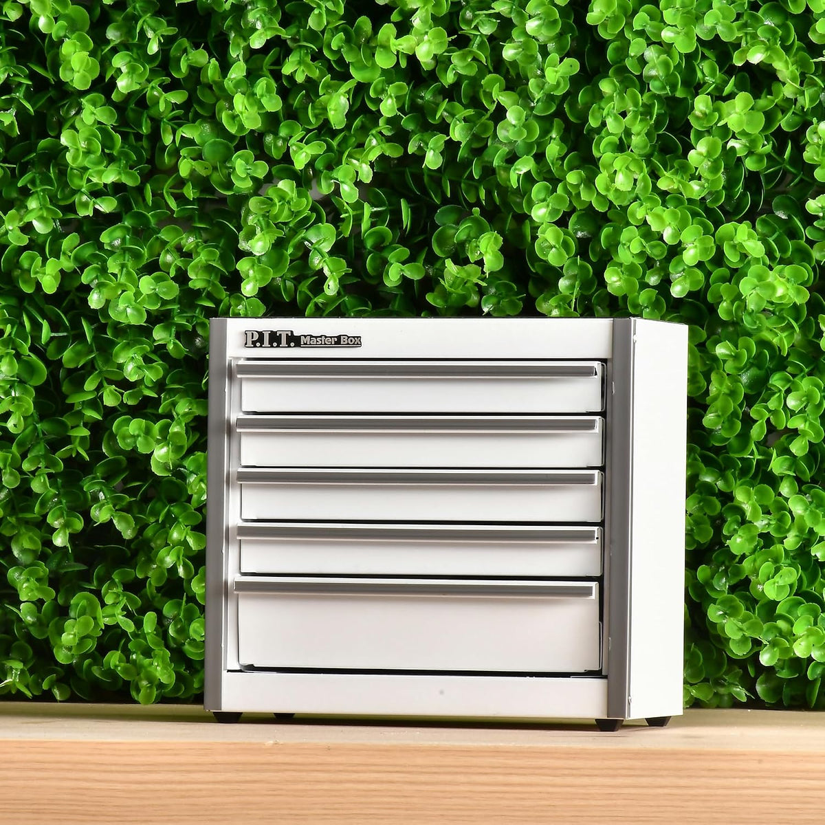 P.I.T. Mini Tool Box,Small Metal Toolbox Organizer with 5 Drawers,White