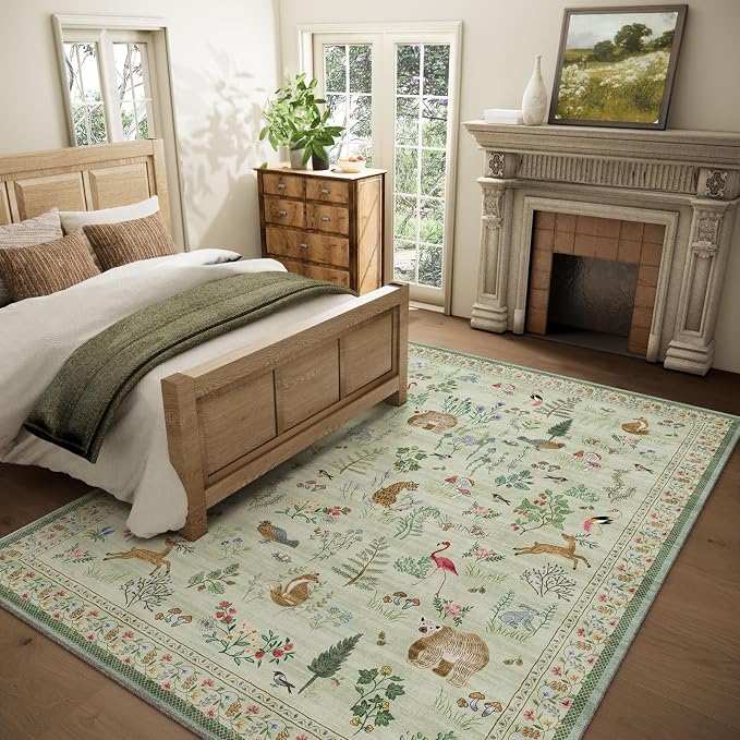 6x9 Area Rugs for Living Room: Washable Rug Vintage Bedroom Rugs Stain