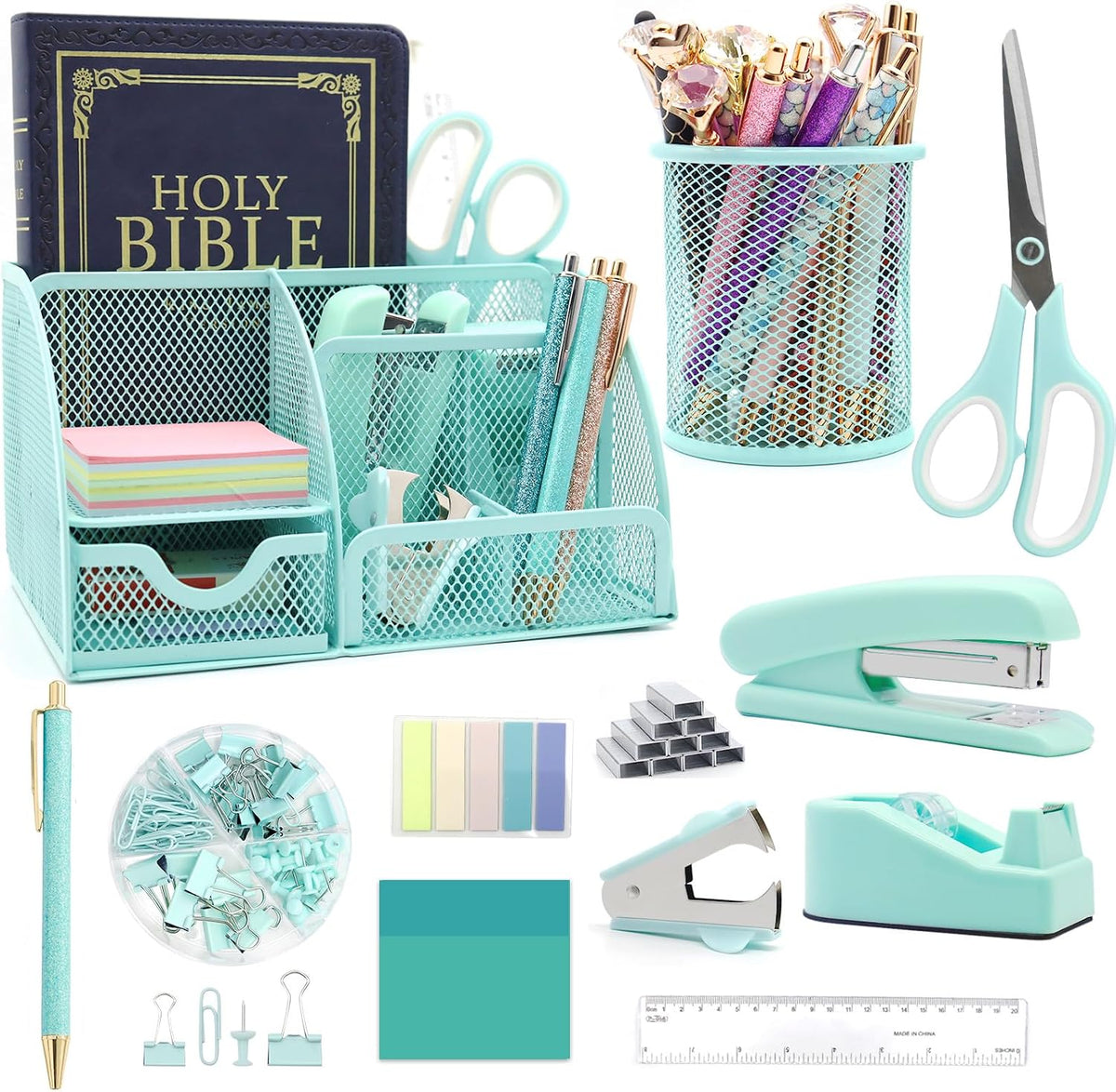 12 in 1 Green Desk Organizers & Accessories Set for Office & Home & School