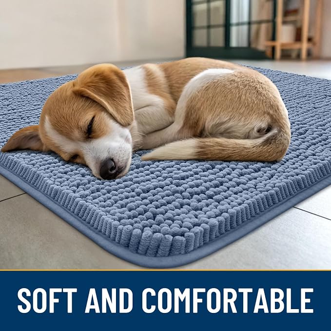Smiry Dog Door Mat for Muddy Paws 40x24, Absorbent Dirt Trapper, Non-Slip