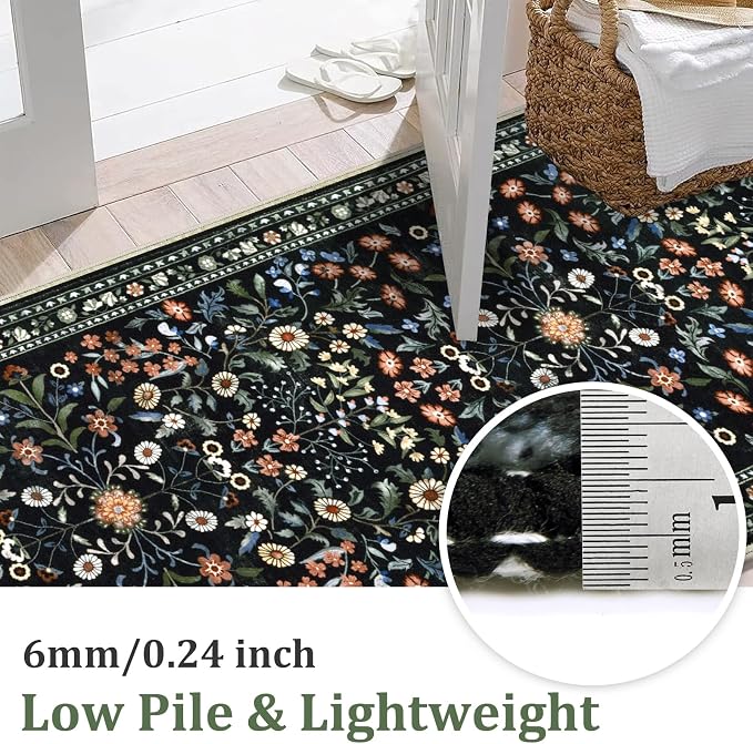 Yamaziot Washable Runner Rug 2x8 – Boho Non Slip Floral Hallway Runner Rug