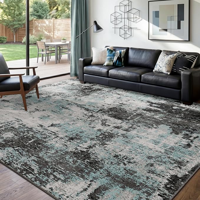 RELEANY Washable Area Rugs 6'x9' Non-Slip Modern Abstract Soft