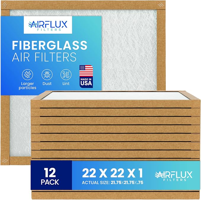 Fiberglass Air Filter -22x22x1Air Filter 12 Pack