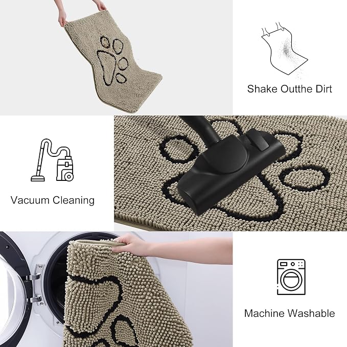 Smiry Dog Door Mat for Muddy Paws, Absorbent Dirt Trapper Non Slip Quick Dry