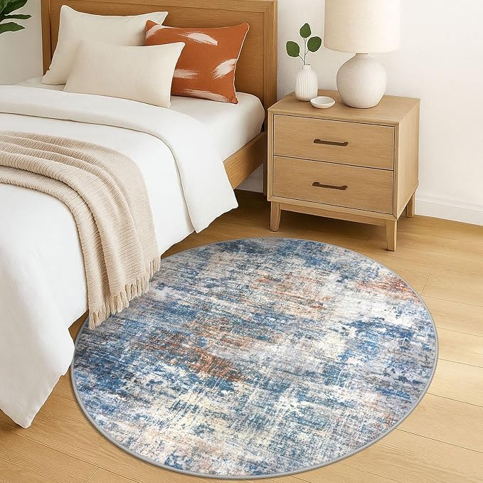 IOHOUZE Round Area Rug 5 Ft Circle Entryway Rugs Round Washable Door Mat Indoor