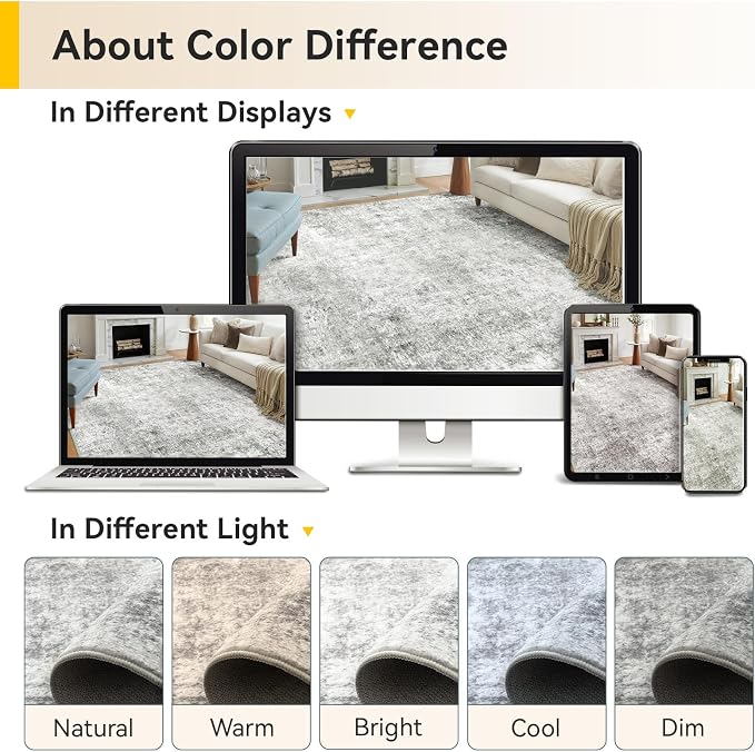 RELEANY Washable Area Rugs 4ft Non-Slip Modern Abstract Soft