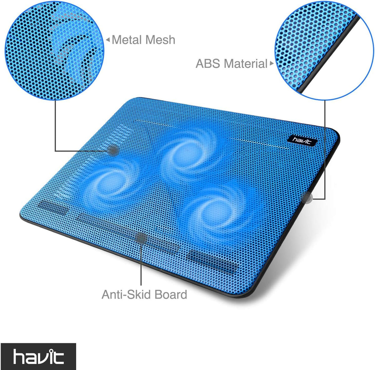 havit HV-F2056 Laptop Cooling Pad for 15.6-17 Inch Laptops, Blue