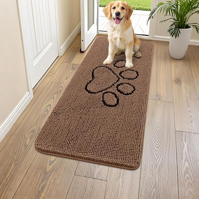 Smiry Dog Door Mat for Muddy Paws, Absorbent Dirt Trapper Non Slip Quick Dry