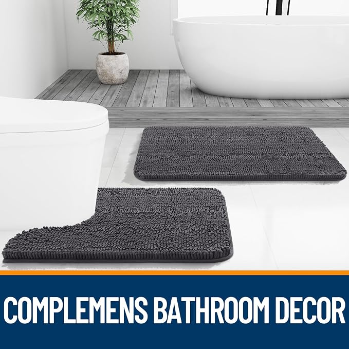 OLANLY Large Bathroom Rugs 70x46, Extra Soft Absorbent Chenille Bath Rugs